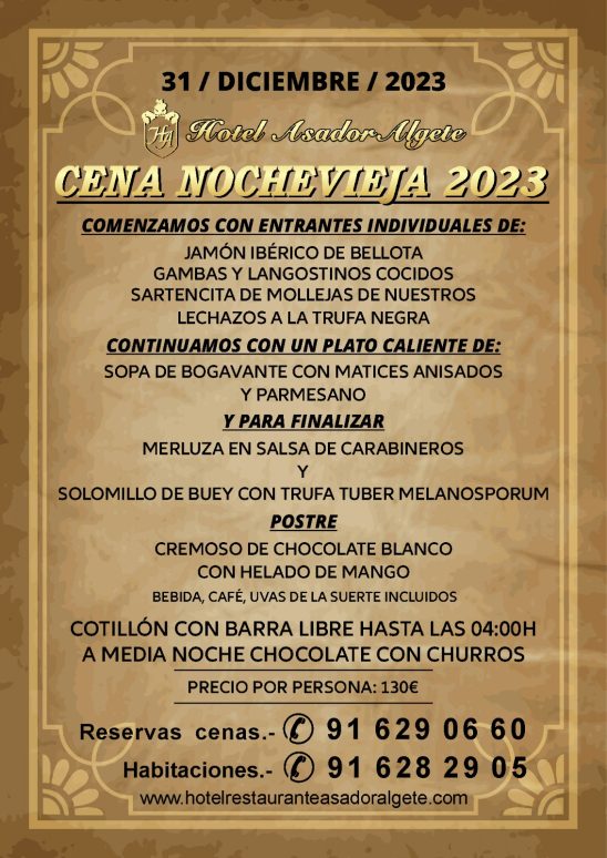 Menú Nochevieja 2023