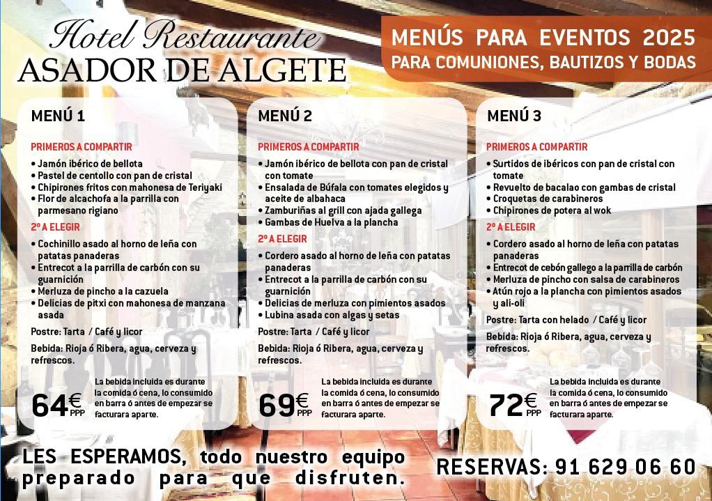 Menú Eventos Restaurante Asador Algete