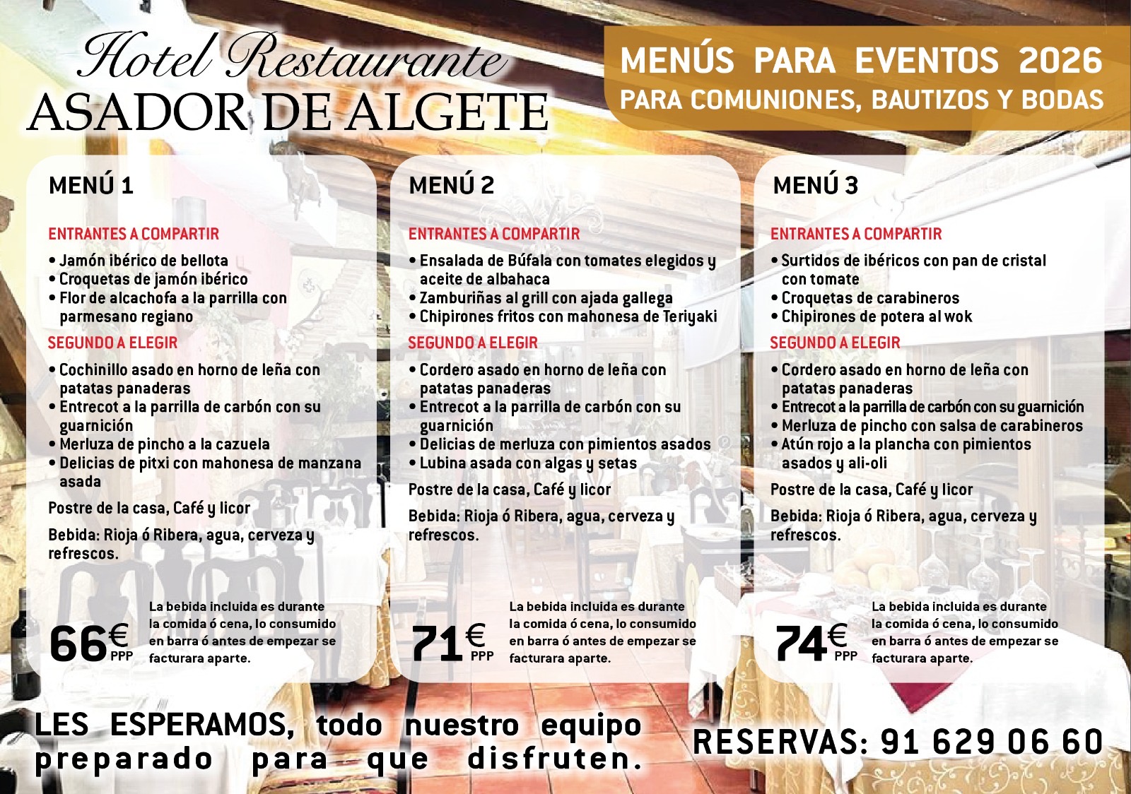 Menu Eventos Restaurante Asador Algete 2026